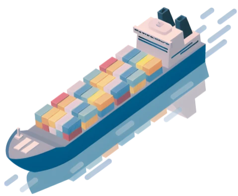 Container ship transporting sourced products from Asia