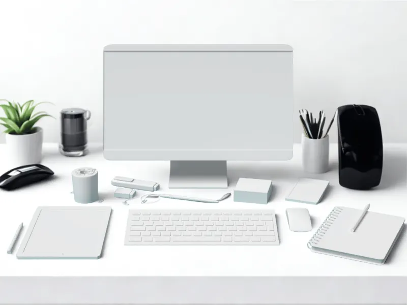 Funda Sourcing desk tech accessories product sourcing image with workstation products, cable management, holders, and tech organizers