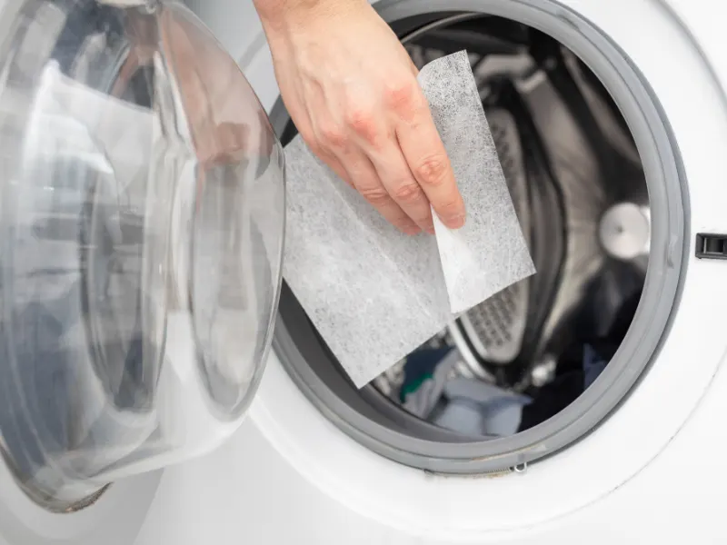 Funda Sourcing dryer sheets product sourcing image with sheet formats, fragrances, cartons, and refill packaging
