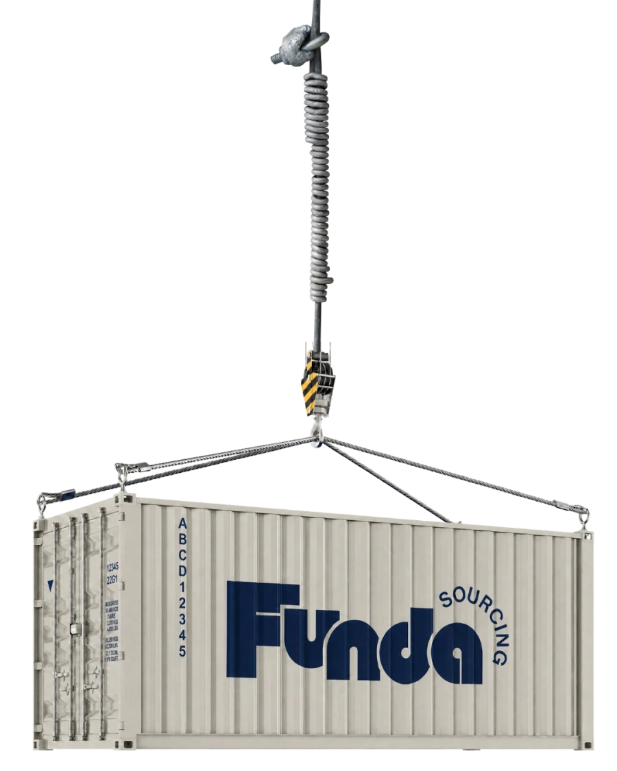 Funda Sourcing branded hanging shipping container for product sourcing project