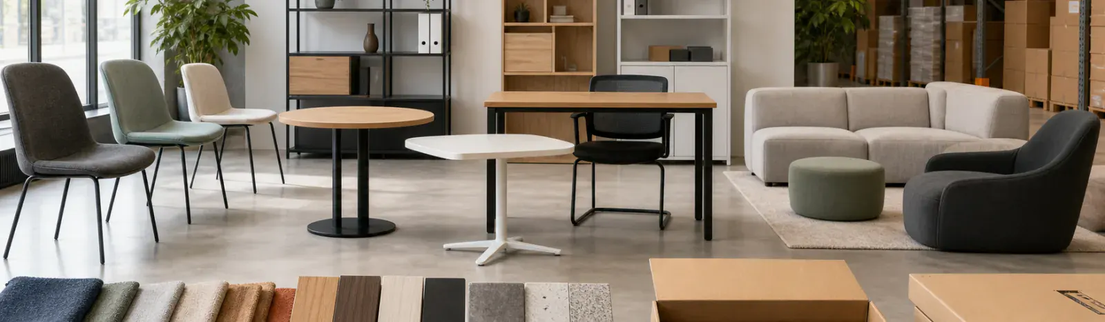 Funda Sourcing furniture sourcing banner with modern home and office furniture supplier options