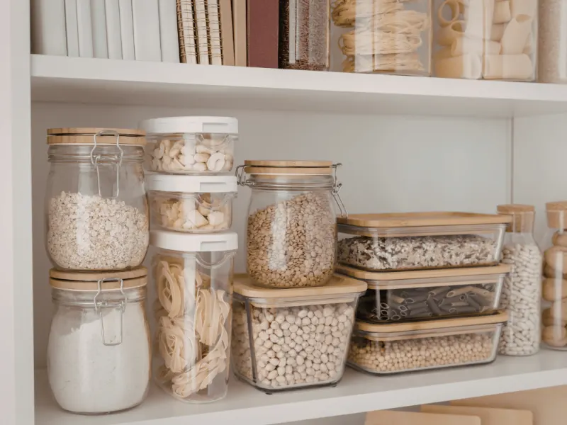 Funda Sourcing home organization product sourcing image with bins, racks, hooks, holders, and space-saving organization products