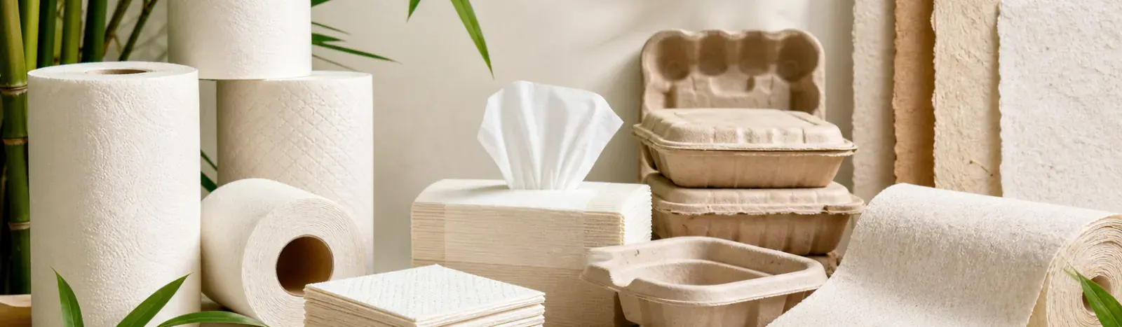 Funda Sourcing paper and fiber goods sourcing banner with bamboo paper, tissues, paper towels, and fiber products