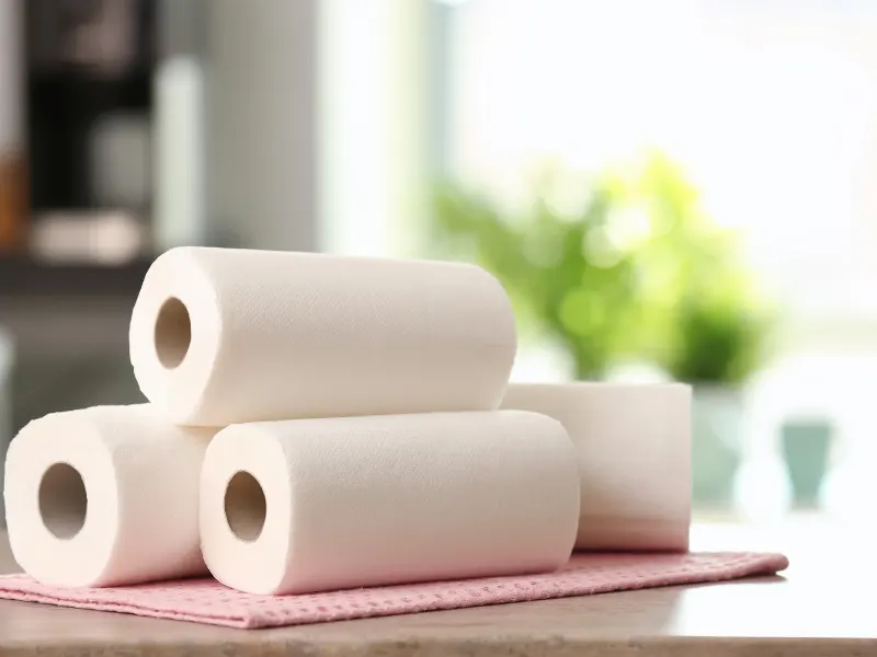 Funda Sourcing paper towels product sourcing image with bamboo or fiber paper towel formats for retail and bulk programs