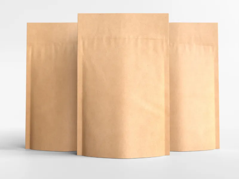 Funda Sourcing refill packaging product sourcing image with pouches, cartons, kraft boxes, and low-waste laundry packaging programs