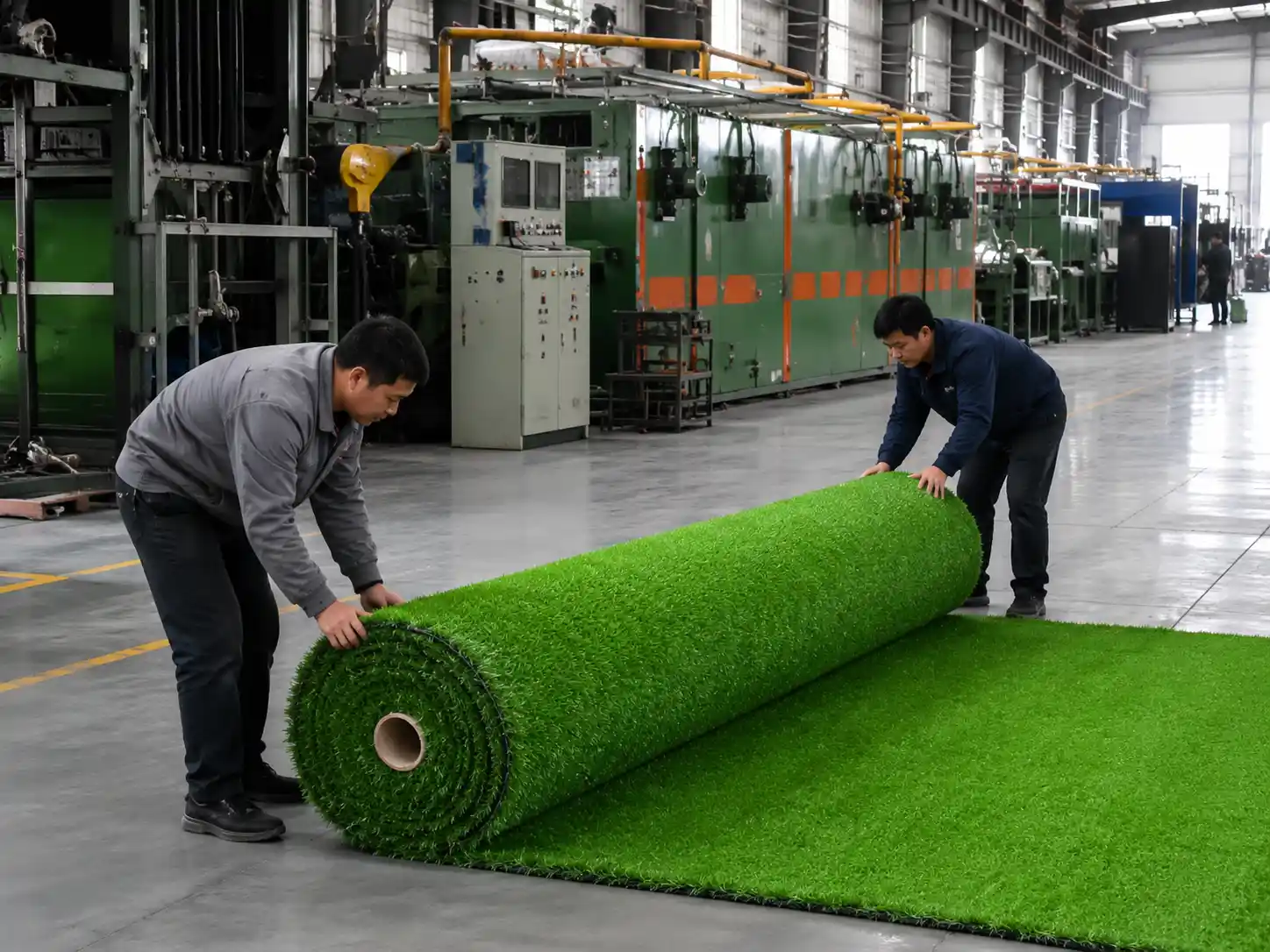 Artificial grass production line in a factory for planning multiple supplier capacity