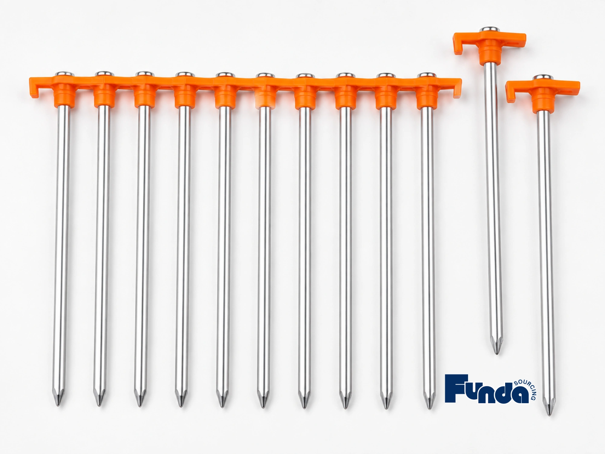 12-piece aluminum Y-stakes used for camping tents
