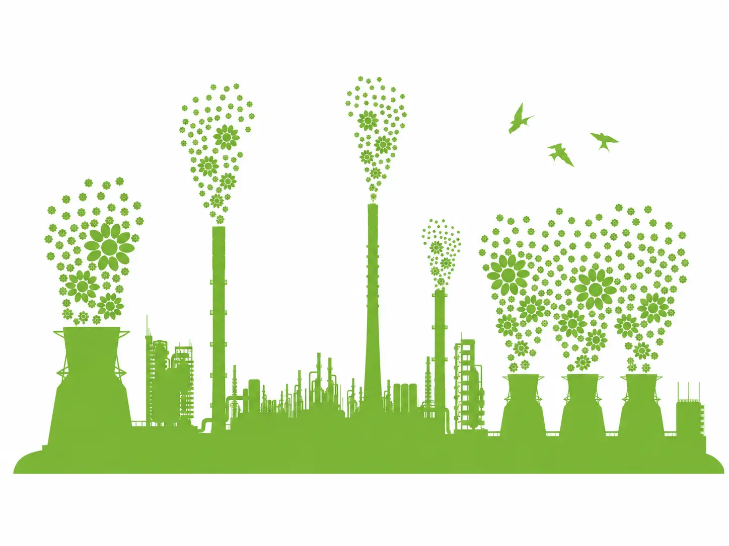 Green industrial landscape representing the growth of sustainable product categories